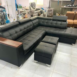 LuxeRest™ Black L-Shaped Sofa – Comfy Seating for Ultimate Relaxation