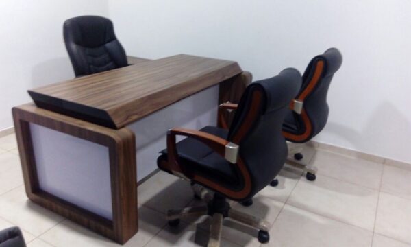 ExecuDesk™ Office Table & Chairs Set – Premium Design with Logo Space for Executive Offices