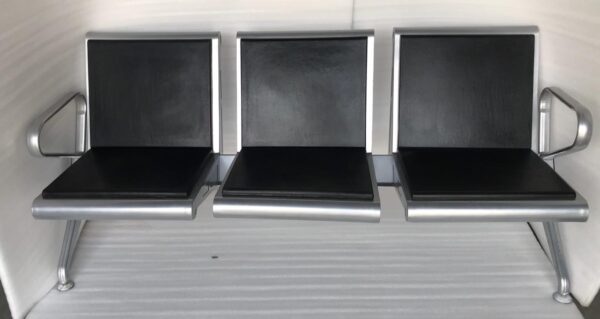 StepBench™ 3-Seat Metal Bench with Stepped Design – Black Finish for Public Spaces