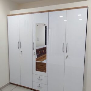 ClassicWhite™ Bedroom Wardrobe & Dressing Table Set – Elegant White Wooden Design with Ample Storage