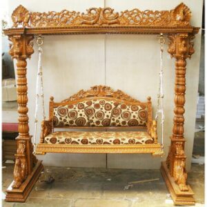 DivineSwing™ Wooden Swing for God Idol – Elegant Display for Temples or Showcases