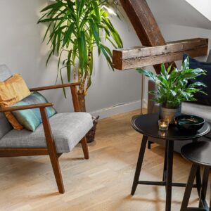 Wooden Single Chair with Cushioned Seat – Comfortable & Stylish