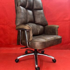 Fortuna executive office chair in brown leatherette with high back and ergonomic design