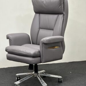 High back grey director office chair with ergonomic knee tilt mechanism for executive use